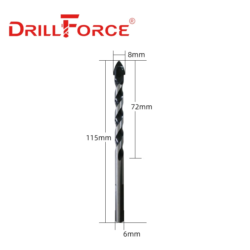 Drillforce 5 قطعة كوب سيراميك بلاط مثقاب حفر الخرسانة بت مجموعة متعددة الوظائف الطوب الخشب البلاستيك 6/8/10/12 مللي متر كربيد يميل بت