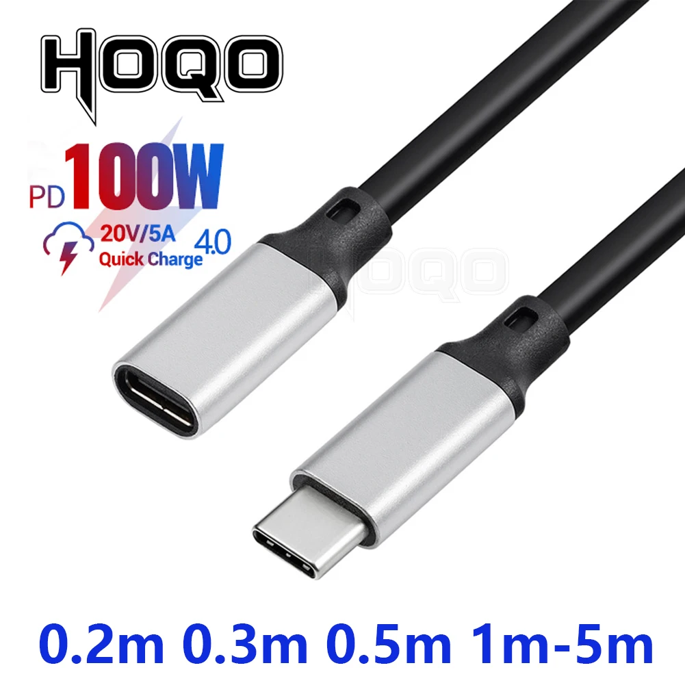 USB c extension cable,100W PD 5A 4k nindendo switch usb c cable flex type c male to female data clharging dock cord 1m 2m 3m 5m