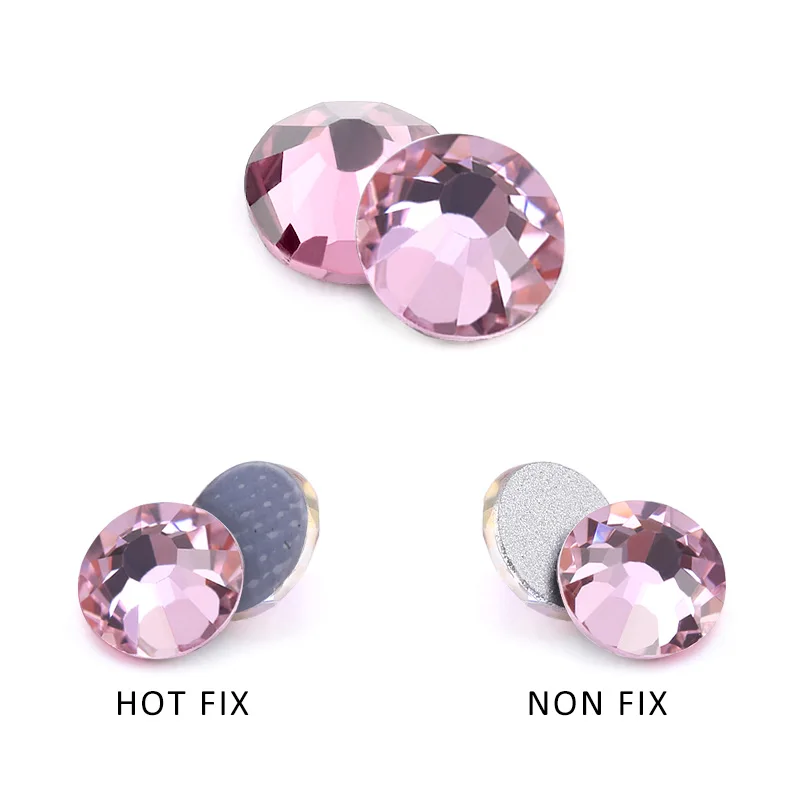 Crystal Light Rose Hotfix/Non-Hotfix Rhinestones Flatback Glass Gems Diamond Rhinestones For Nail Fabric DIY Decorations