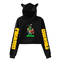 Eddsworld Cat Ear Hoodies Women Long Sleeve Hooded Crop Sweatshirts Hot Sale Casual Streetwear Clothes