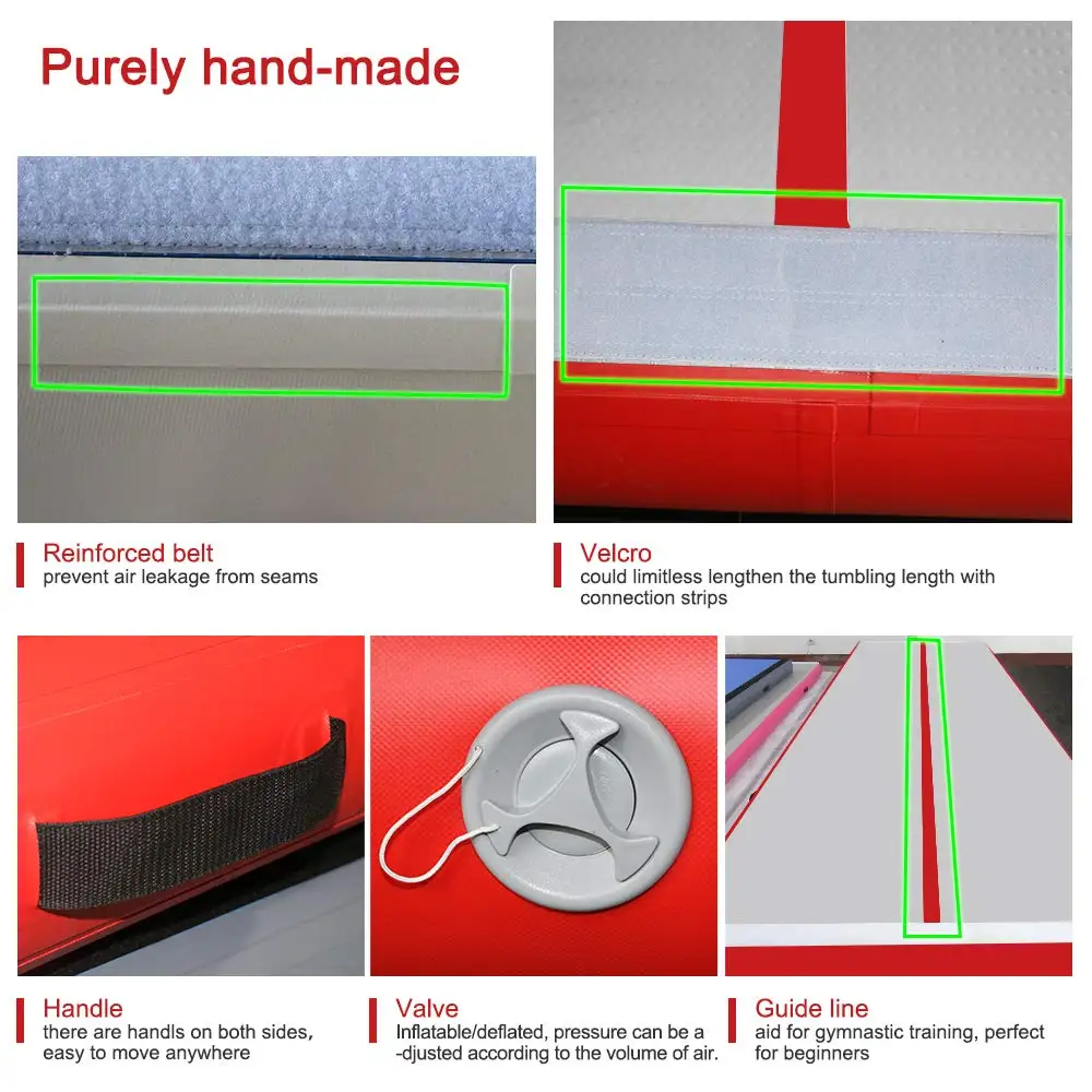공기 주입식 체조 에어트랙 텀블링 에어 트랙, 바닥 트램펄린 펌프 포함, 가정용 훈련 해변, 8m, 9m, 10m, 무료 배송