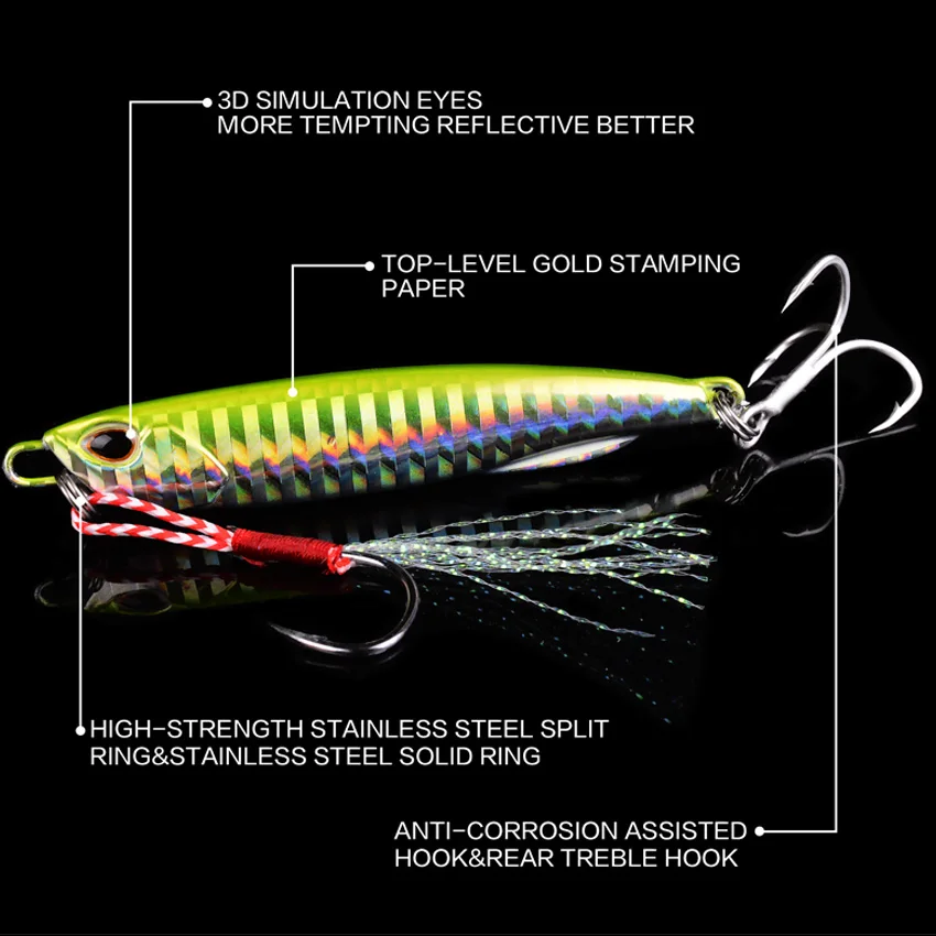 1 sztuk Jig metalowy wolniejszy długi Fishing Lure powolne obsada Jigging łyżka 10g 15g 20g 30g 40g sztuczny brzeg ołowiu metalowa przynęta Sea