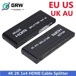 GRWIBEOU 3D 2k 4K HDMI 2160P HDMI Splitter 1X4 Hdmi Hub Repeater Amplifier 1.4 3D 1080p 1 in 4 out converter