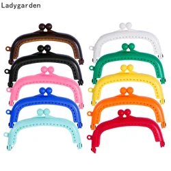 10PCS 8.5cm Candy Color Resin Plastic Purse Frame with Hole Coins Kiss Clasps Handbag Handle Lock Clutch Clasp for Purse