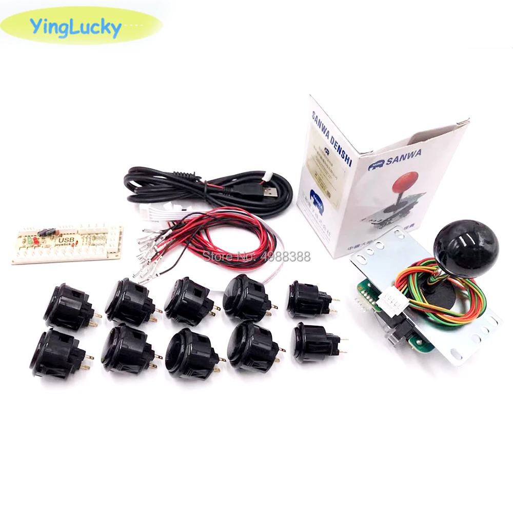 أركيد سانوا مجموعة عصا التحكم الأصلية صفر تأخير ممر لعبة USB التشفير عصا التحكم لتقوم بها بنفسك عدة مع 8 زر عصا التحكم لمامي جاما