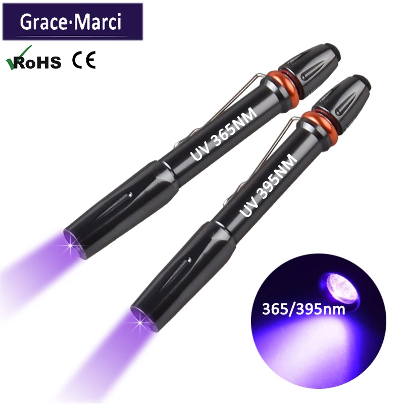 

GM Mini UV Penlight 3W LED UV Pen Light Flashlight 395nm 365nm Ultraviolet Light For Glue Curing Money Detect With Pocket Clip