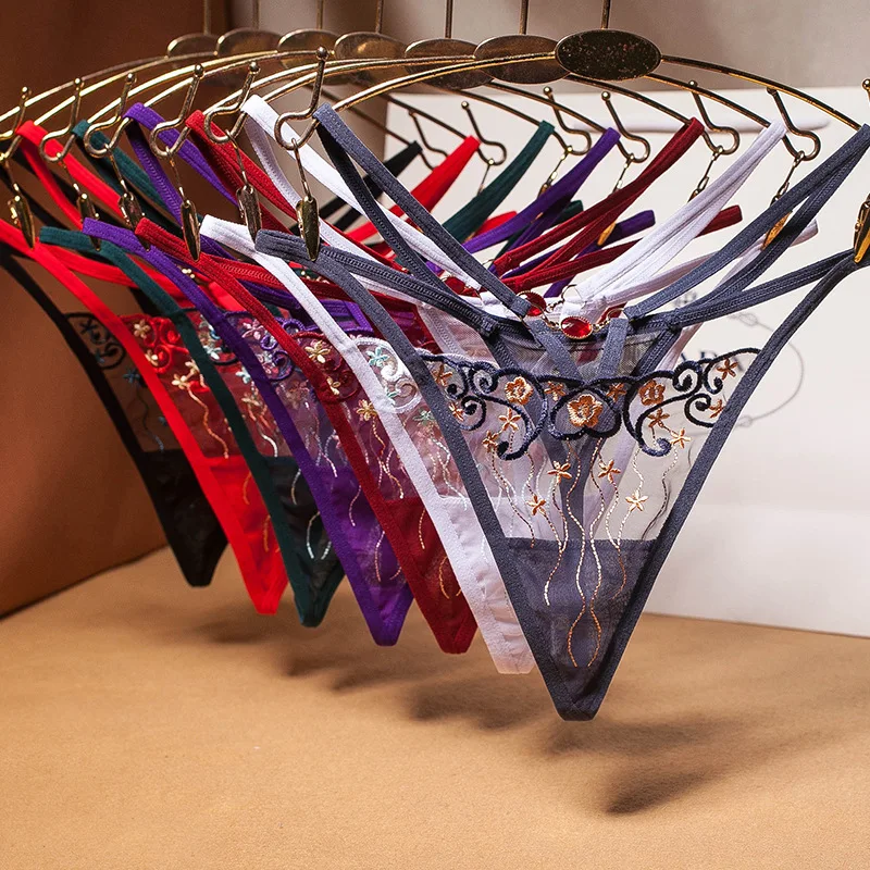 

2025 New Women's Sexy Lace Transparent T-back Lady Exotic Panty for Hot Night Hollow Out Thong G-string