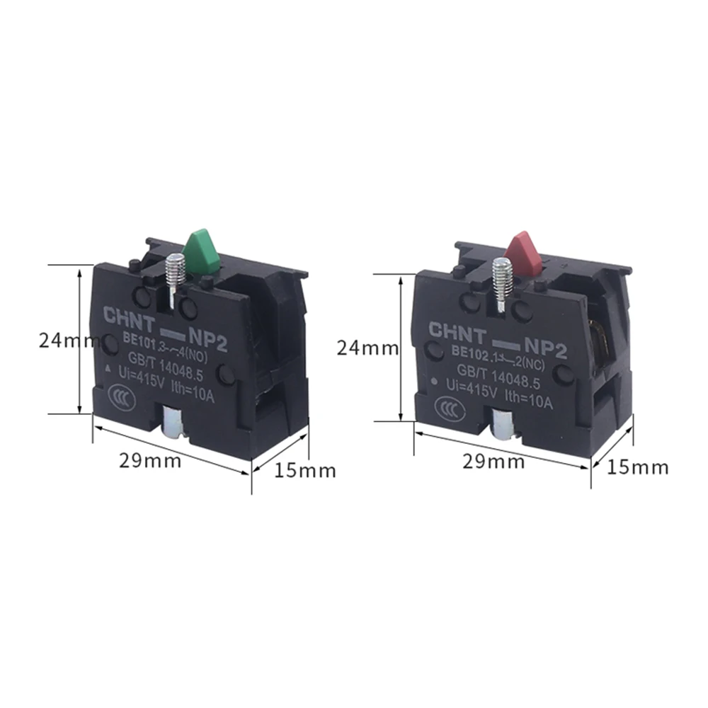 2 pcs Button Switch Contact Block Switchs Auxiliary Contacts ON/OFF Accessories 1 NO (1 Normally Open), 1 NC (1 Normally Closed)