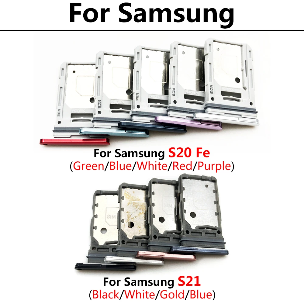 SIM Card Tray Slot Holder Replacement Repair Part For Samsung S20 S21 S20 Fe Mobile Phone Adapter SIM Chip Card