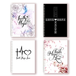 Faith Hope Love - Christian Spiral Notebook Note Book Writing Pad Journal Jesus Christ Religious Bible Verse Letter Cross Gift