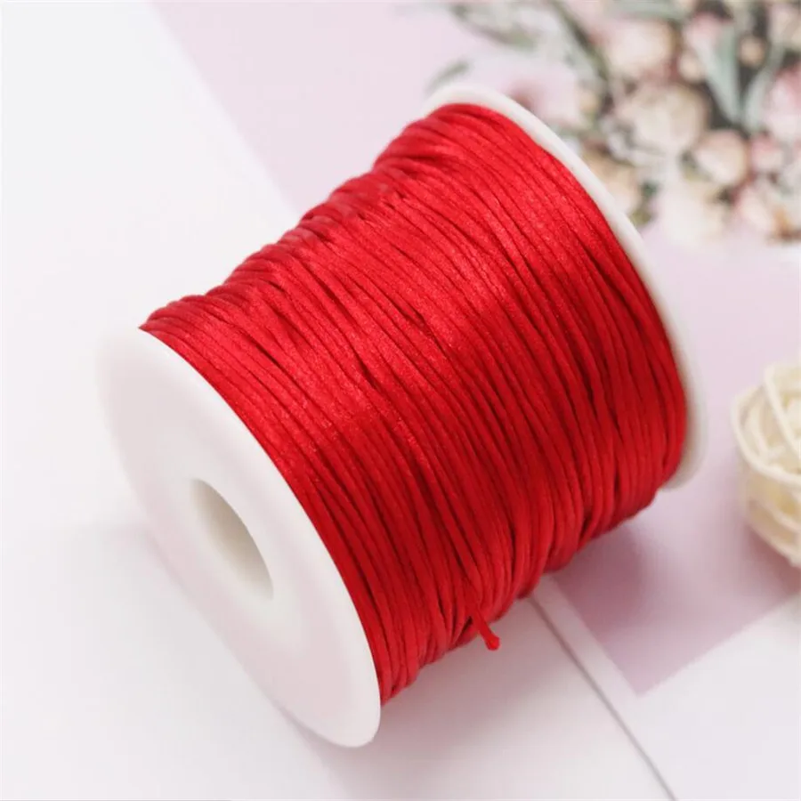 1MM Red Nylon Chinese Satin Silk Knot Cord Rattail Thread Necklace Macrame String Jewelry Findings Beading Rope #700