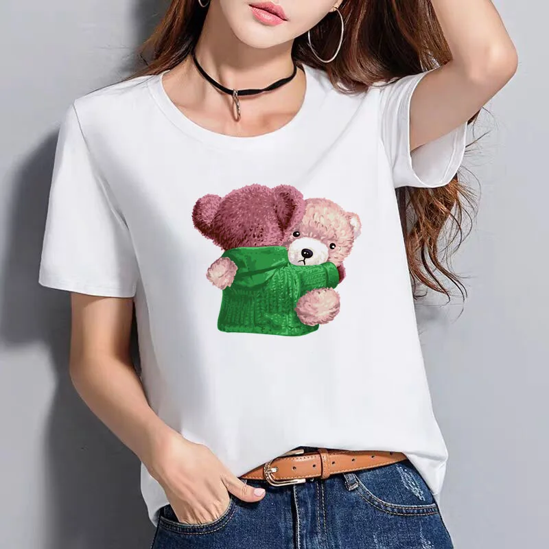 

Multicolor Ladies Tops Tees Cute Bear Printing Shirts Beautiful Girls Summer Cool T-shirts For Women