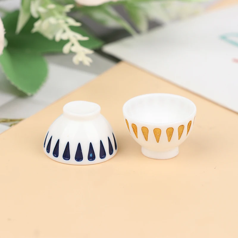 4pcs Miniature BOWL DISH Round 1/12 scale Doll House Kitchen Dinning Accessory