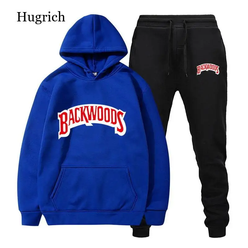 

Fashion Brand Backwoods Men's Set Fleece Hoodie Pant Thick Warm Tracksuit Sportswear Hooded Track Suits Male Sweatsuit Tracksuit