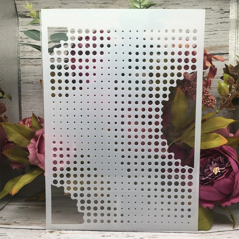 A4 29cm gradientowa geometria tekstura w kropki DIY szablony do nakładania warstw malowanie ścian księga gości kolorowanie tłoczenie Album dekoracyjny szablon