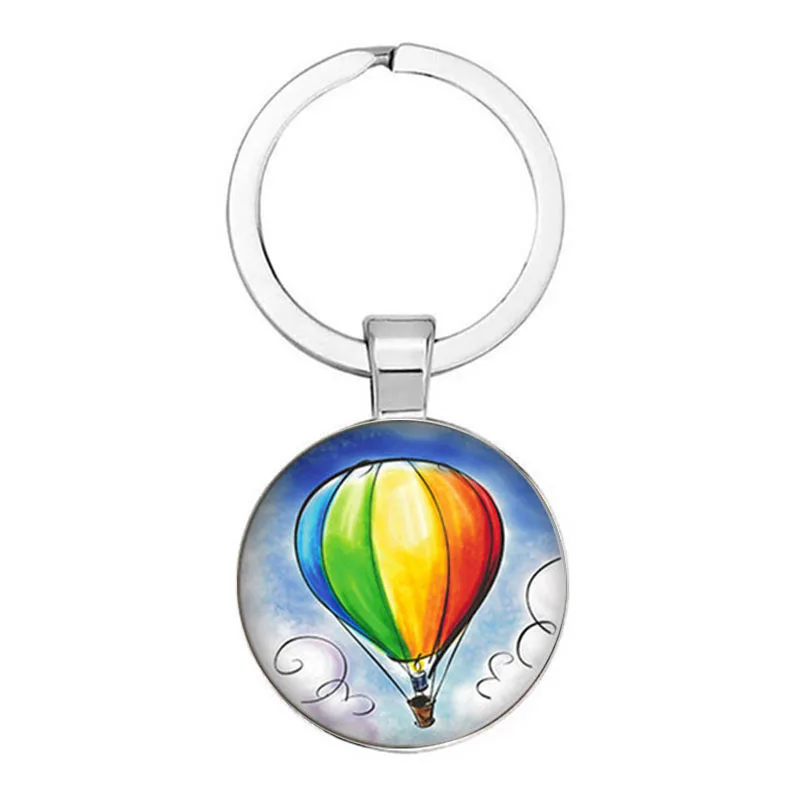 New Sports And Leisure 25mm Handmade Skydiver Silhouette Pendant Keychain Key Chain Round Glass Cabochon Charm Key Ring Sports T