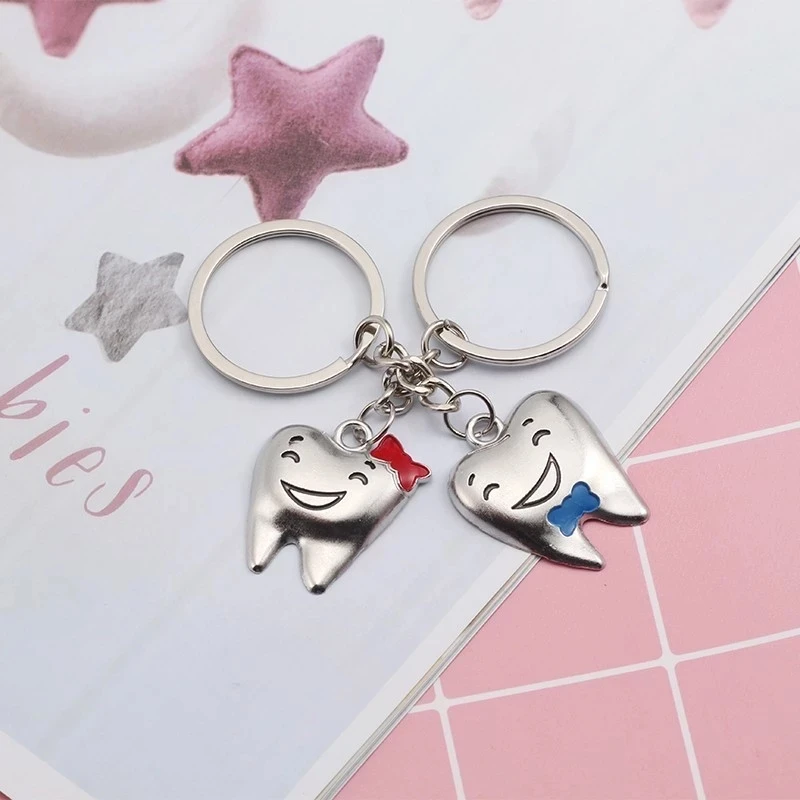 Cut Key Chains Keyring Simulation Models Dental Cartoons Hang Teeth Chain Children Gifts Lovers Fashion Jewelry Accessories