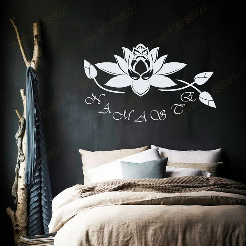 Namaste Lotus Flower Bud Symbol Meditation Bohemian Wisdom East Art Yoga Zen Vinyl Wall Stickers Home Decor Room Decals S532