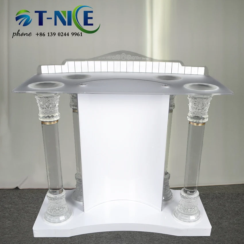 AKLIKE Fashion Design Pulpit Crystal Podium Teaching Lectern Custom Bishop Pray Dais Commercial Furniture Large Event Podium