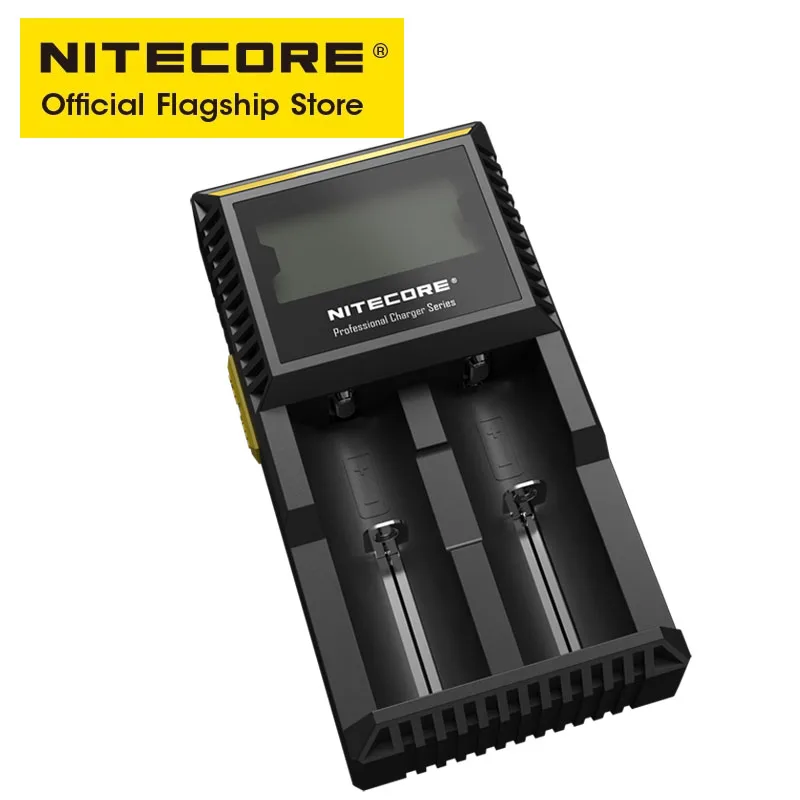 NITECORE D2 Smart Battery Charger 18650 Dual Slot Intelligent Digicharger For Li-ion IMR LiFePO4 22650 14500 AA AAA, Car Charger