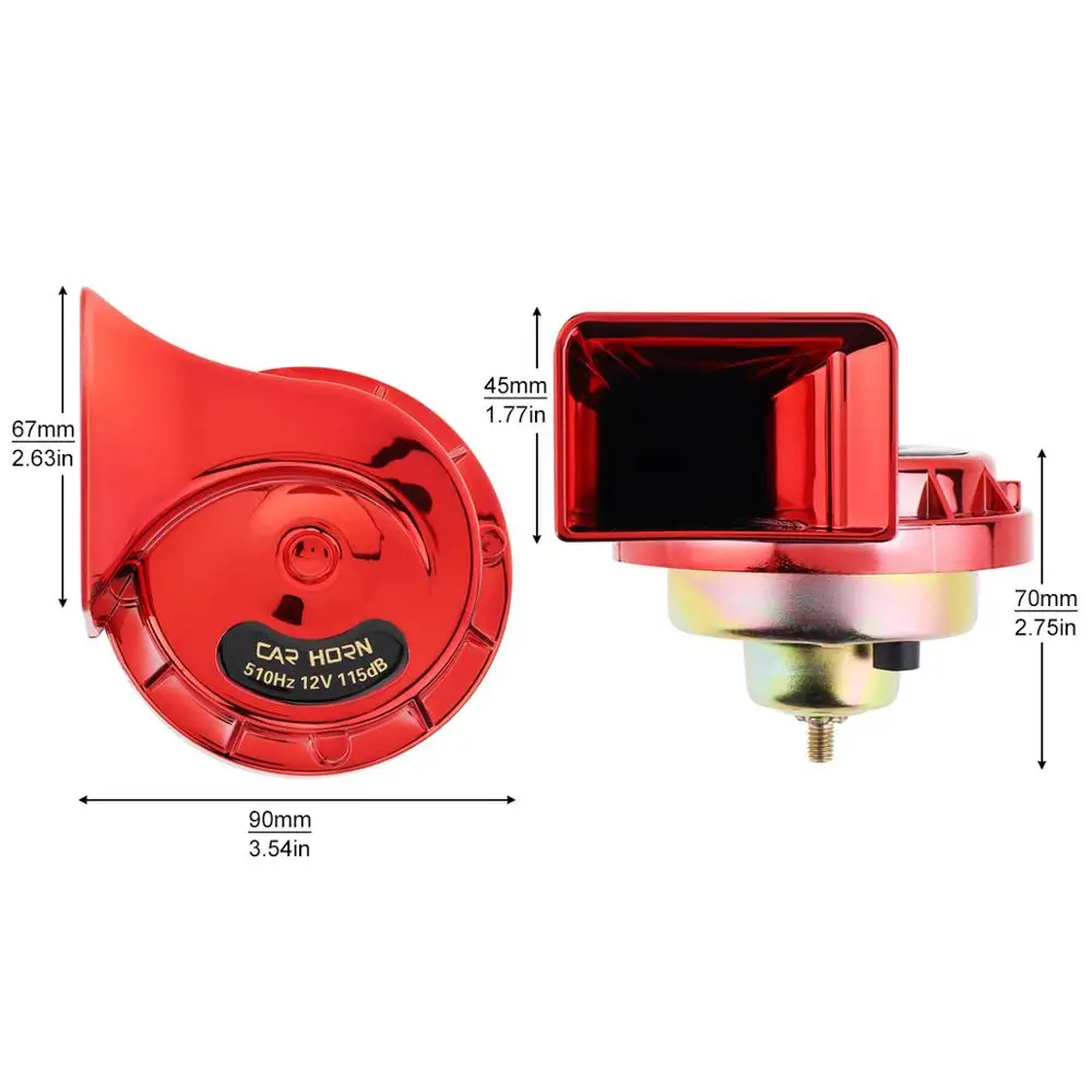 금속 플라스틱 자동차 자동 전기 경적, 12V, 달팽이 공기 경적, 매우 시끄러운 소리, 트럼펫, 자동차 오토바이 트럭 보트 차량