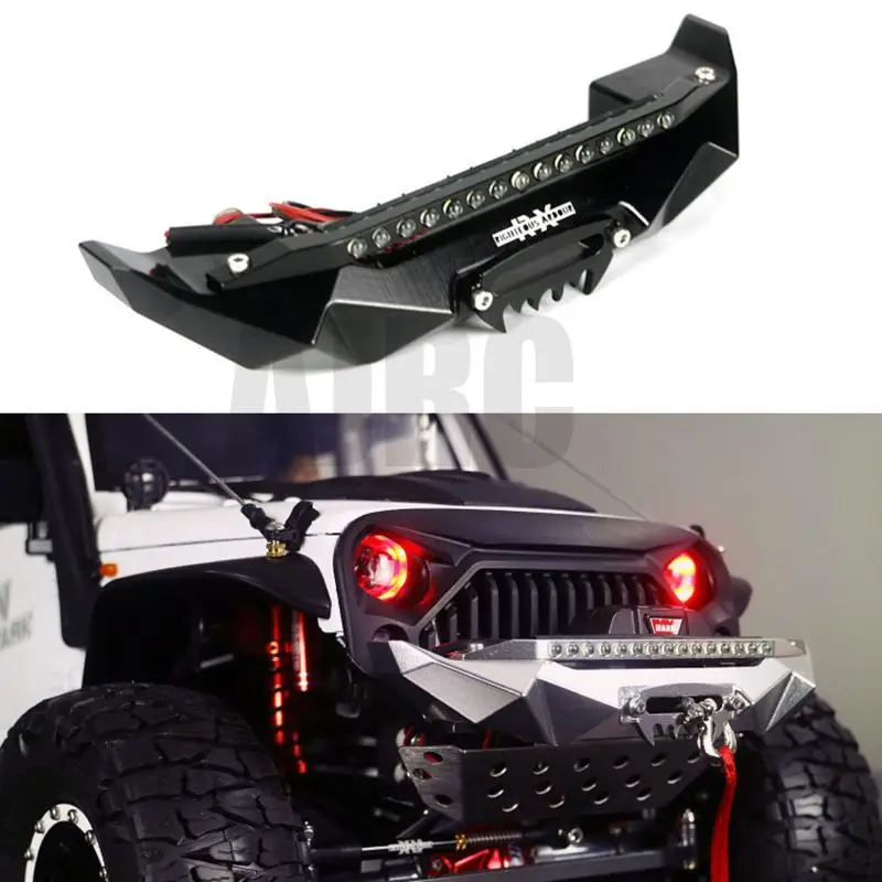 

For Traxxas Trx-4 Defender Axial Scx10 Ii 90046 90047 Compatible Front Bumper Rear Bumper With Led Light