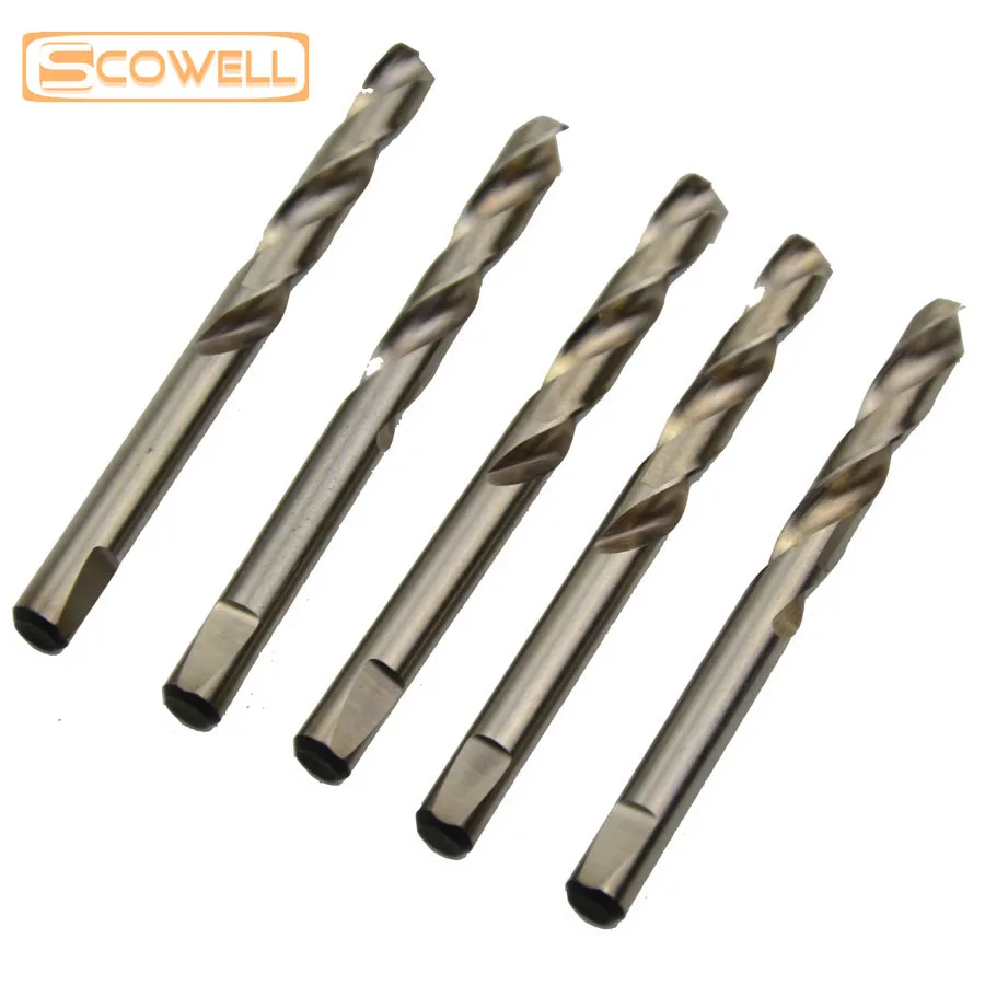 10PCS High Speed Steel 4341 Jobber Drill Bit 6.35*72mm Milled Shank Center Drilling Bits Arbor Pilot Drill Bits for Hole Saw