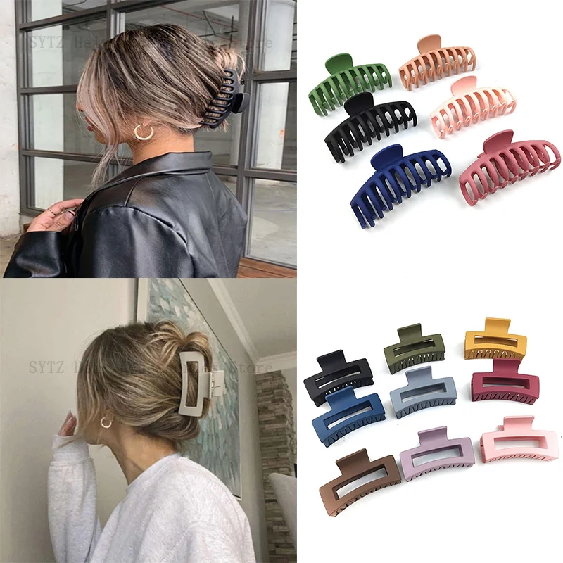 New Solid Color Claw Clip Large Barrette Crab Hair Claws Bath Clip Ponytail Clip for Women Girls Fahsion Hair Accessories Gift