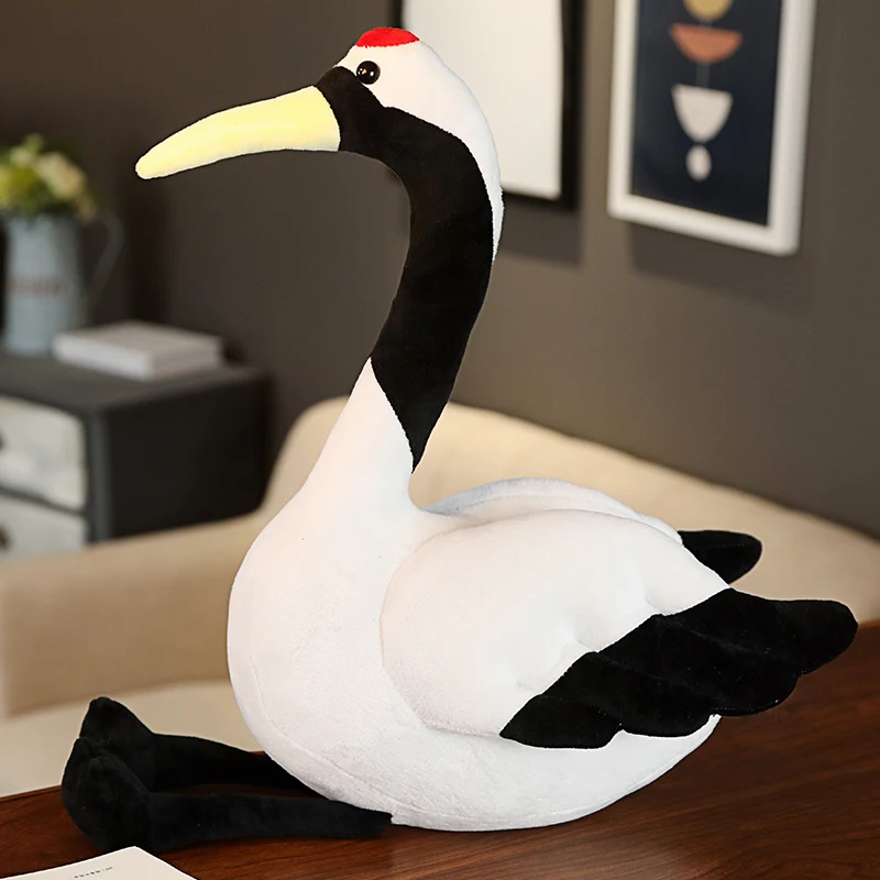 50/80cm Cute lifelike red-crowned crane Plush Doll Stuffed Animal Swan Toy for Gift