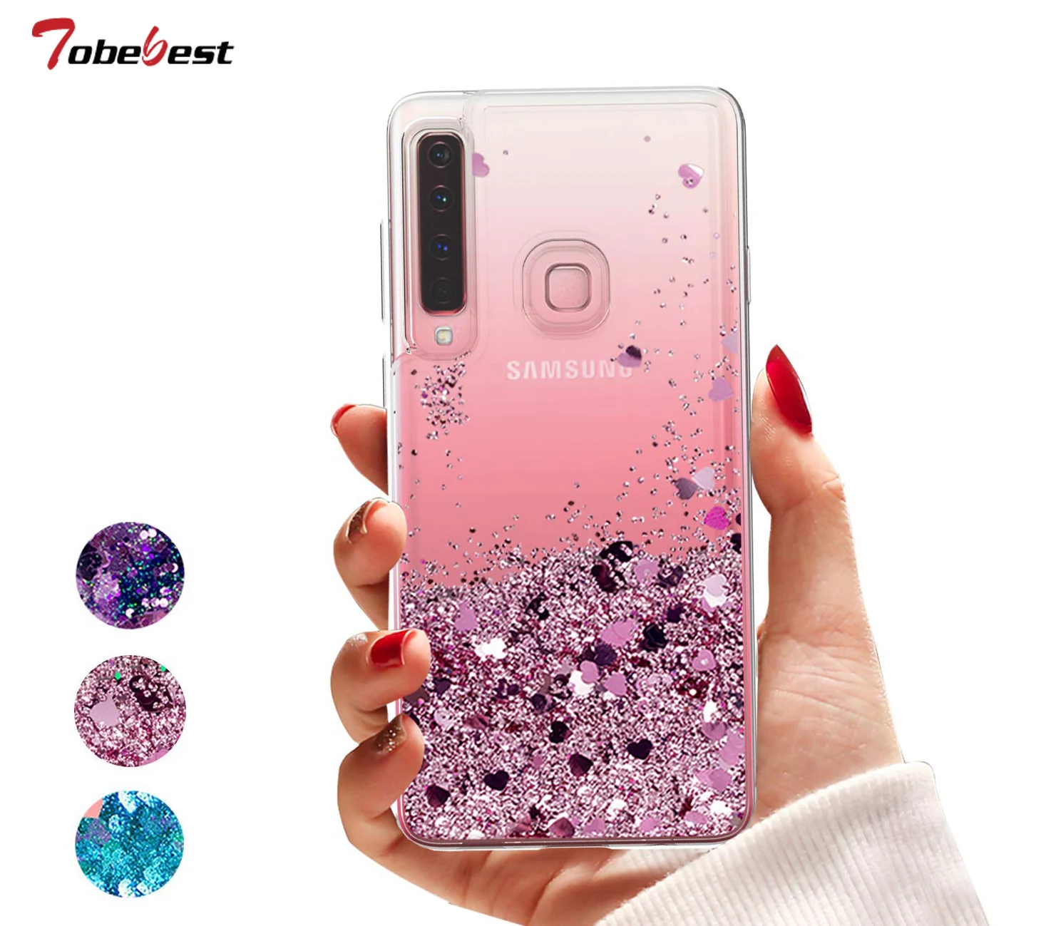 Glitter Liquid Case For Samsung Galaxy A5 A6 A8 Plus A7 2018 A750 A9 2018 Silicone Coque Dynamic Qicksand Star Love heart Cover