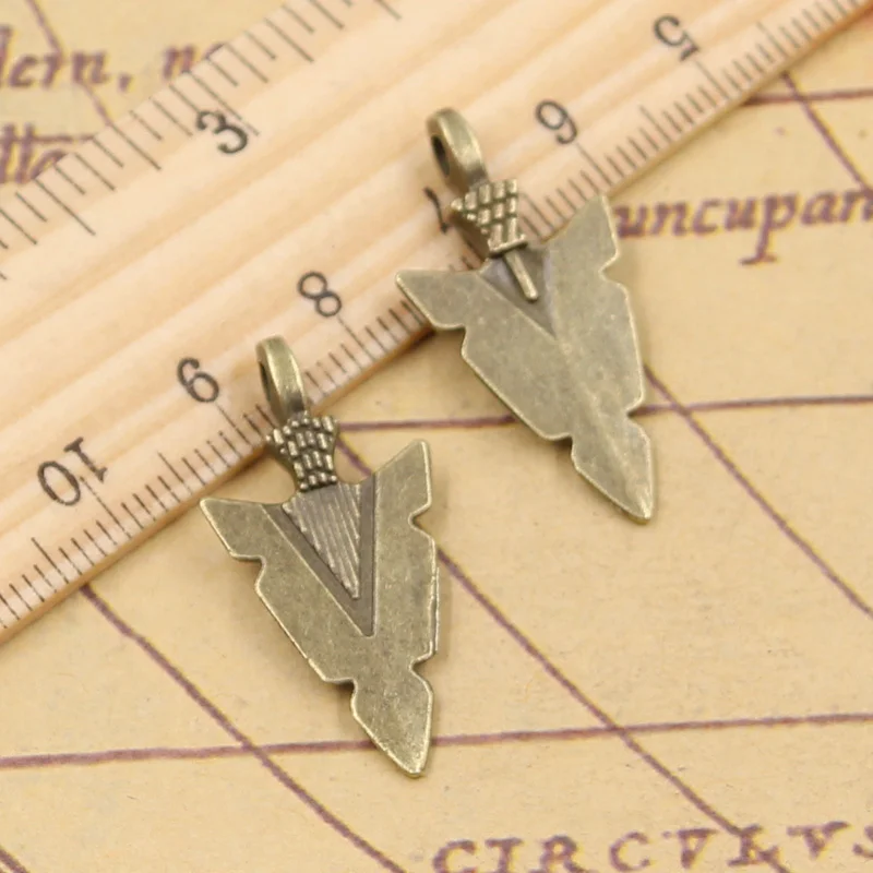 25pcs Charms Indian Arrowhead Dagger 28x15mm Tibetan Bronze Silver Color Pendants Antique Jewelry Making DIY Handmade Crafts