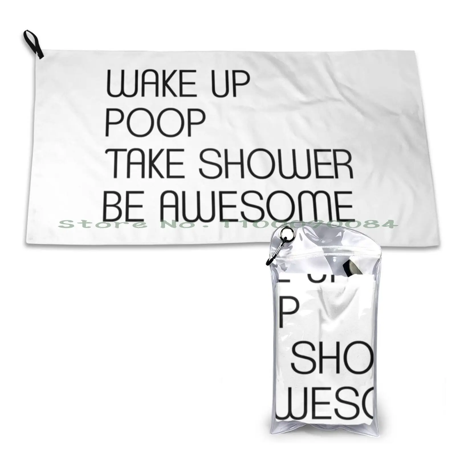 Funny Shower Curtains-Wake Up Poop Take Shower Be Awesome Quick Dry Towel Gym Sports Bath Portable Funny Humor Take Shower