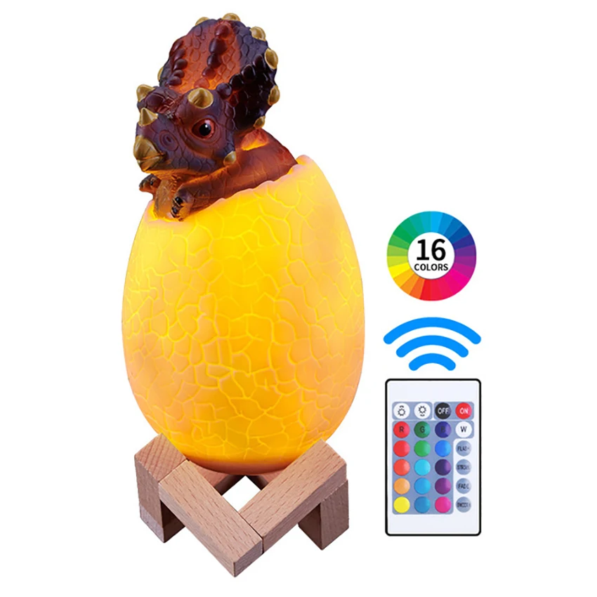 Luce notturna dinosauro 3D per ragazzi, 3 colori/16 colori con telecomando, luce notturna a LED dimmerabile, lampada giocattolo 3D Nightnight