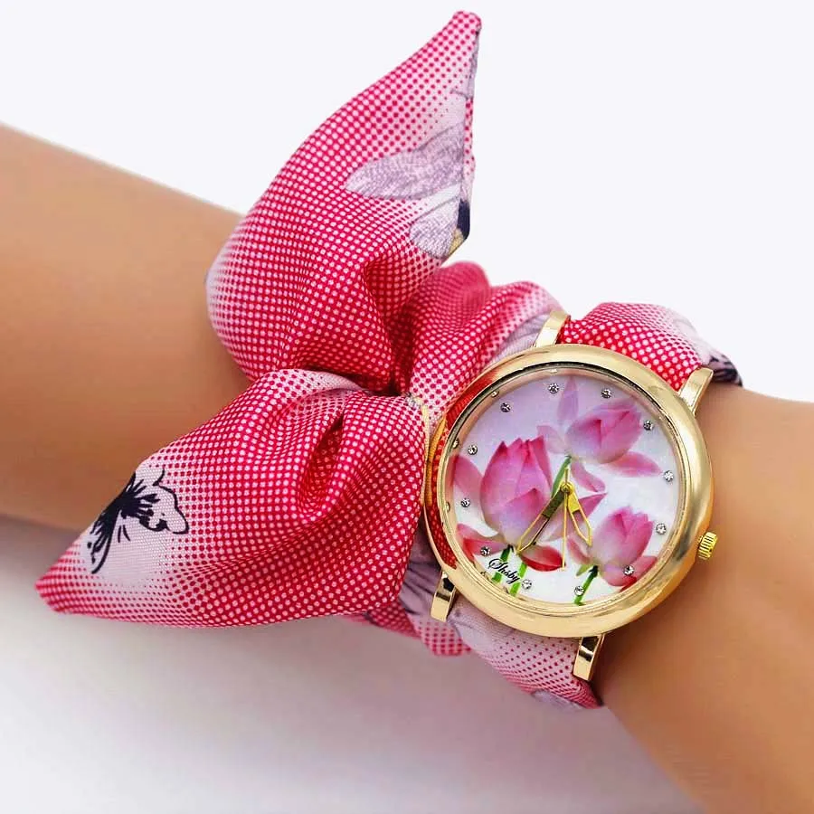 Shsby 2020 Women's Watches Fashion Floral Cloth Ladies Watches Flower Bracelet Clock Dress Wristwatch Luxury Relogio Feminino