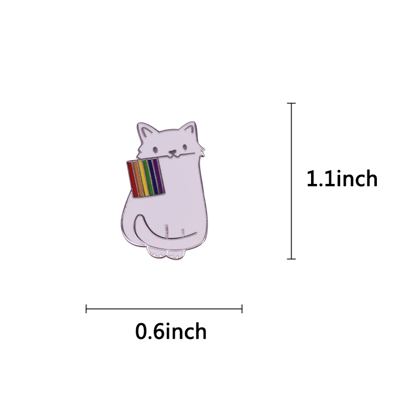 Cute Purride Cat Hard Enamel Pin LGBTQ LGBT Gay Pride Rainbow Flag badge Backpack Accessories