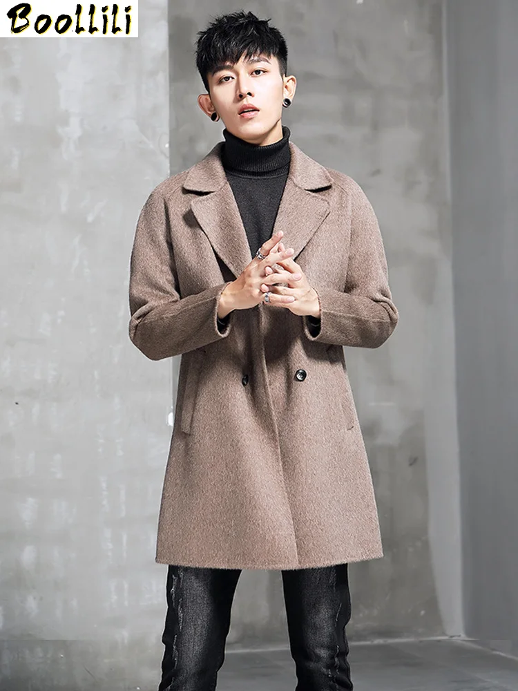 

Autumn Boollili Spring Wool Coat Men Double Breasted Alpaca Long Jacket Mens Overcoat Plus Size Abrigo Hombre