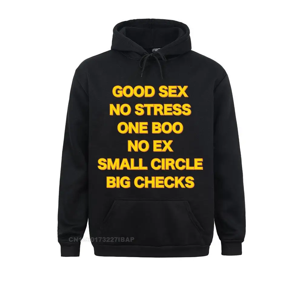 Funny Good Sex No Stress One Boo No Ex Small Circle Big Checks Harajuku Hoodies Letter Print TShirt Back EU Size Cotton Shirt