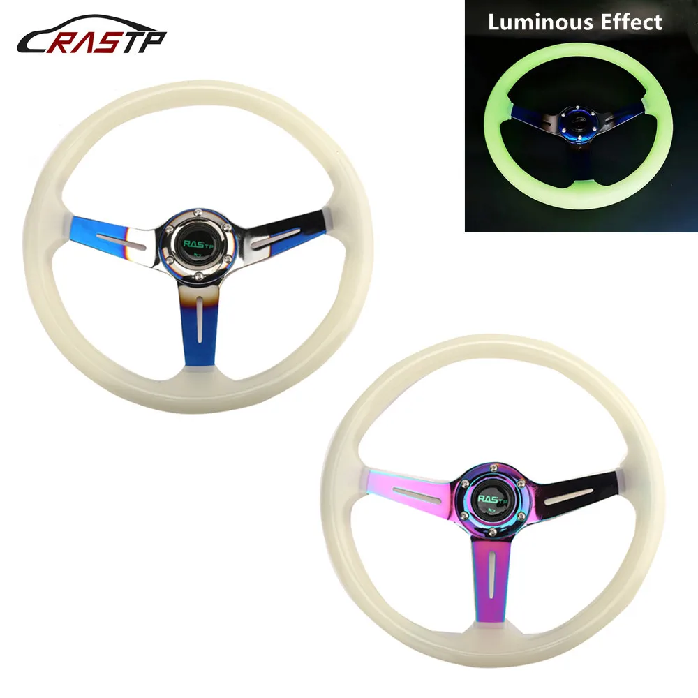 RASTP-14 Inch 340mm Shallow Concave Racing Steering Wheel / Acrylic Steering Wheel With Luminous Color Frame RS-STW028