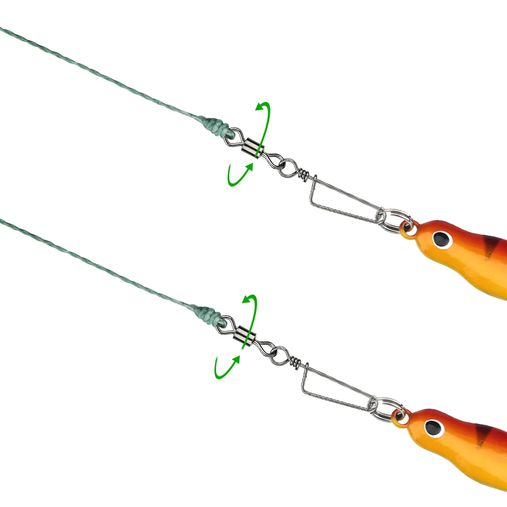DNDYUJU 50 stücke Angeln Rollenlager Wirbel Solide Ring Interlock Snap Für Angelhaken Köder Angeln Stecker Tackle Zubehör – Detail 9