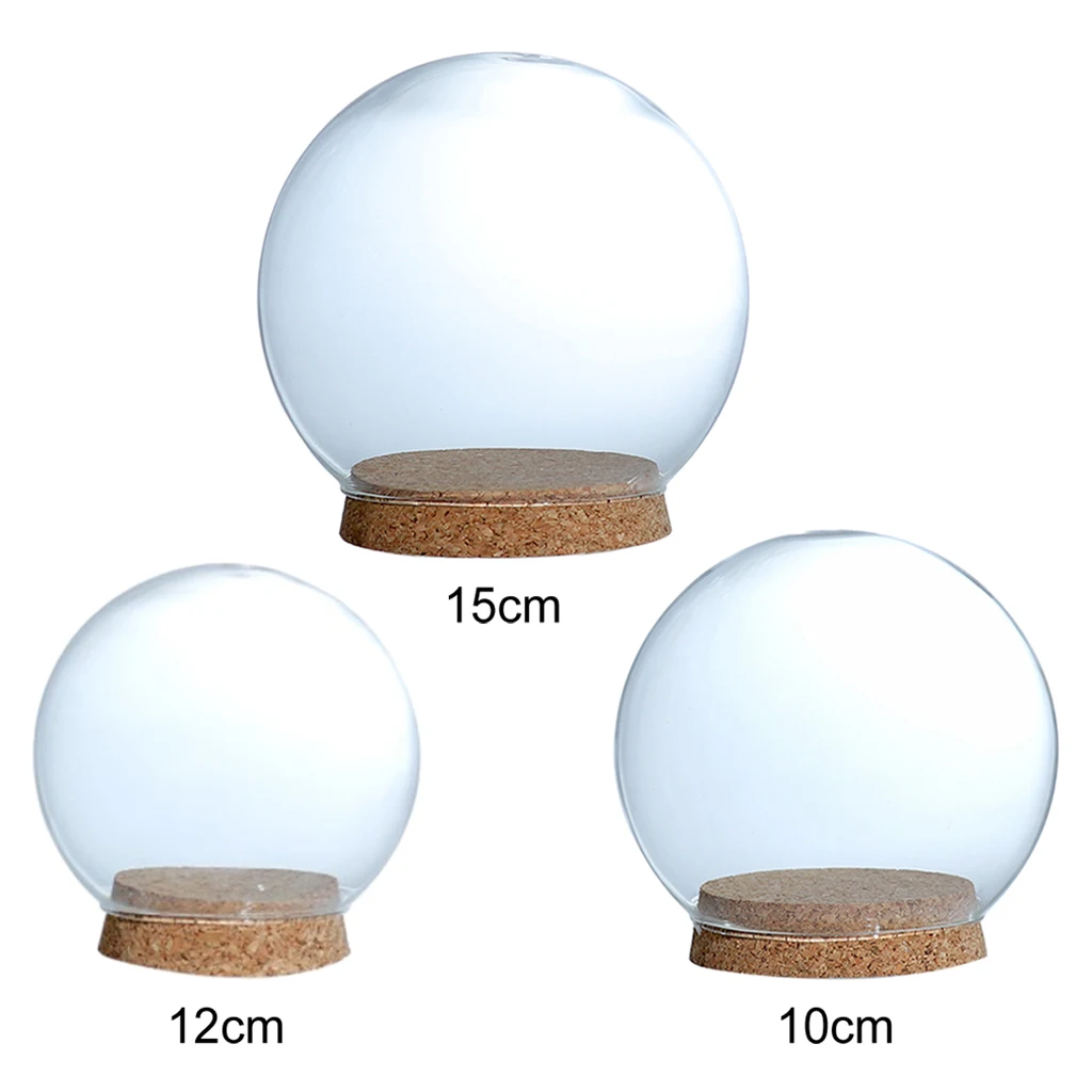 Modern Tabletop Glass Dome Cover Dry Flower Vase with Wood Cork Desktop Display Glass Ornaments Home Decoration Gift