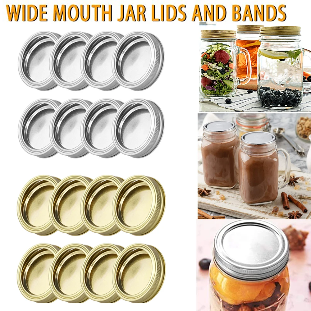 20pcs/10set 86mm Diameter Canning Glass Lids Split-Type Leak-proof for Mason Jar Canning Covers with Screw Bands Seal Ring