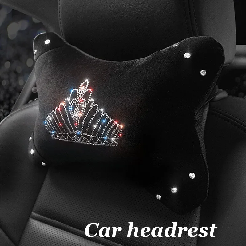 Crystal Diamond Car Steering Wheel Covers Crown Handbrake Gear Cover Seat Belt Shoulder Headrest Pads Auto Interior Accessories