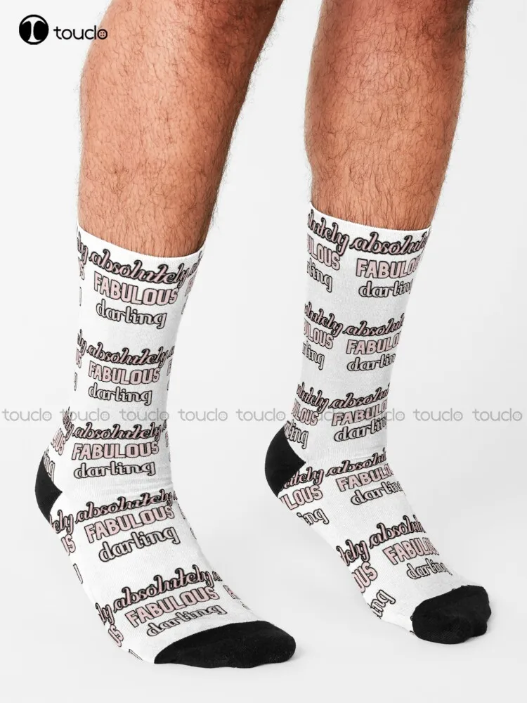 Absolutely Fabulous Darling Socks Black Soccer Socks Personalized Custom Unisex Adult Teen Youth Socks 360° Digital Print Gift