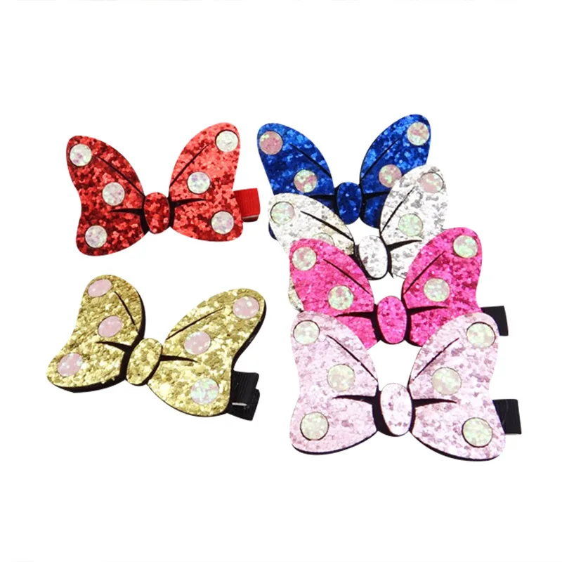 Boutique ins 24pcs Fashion Cute Glitter Polka Dot Hair Bow Hairpins Solid Butterfly Bowknot Hair Clips Princess Hair Accessories