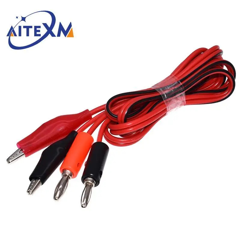 1M Alligator Cilp to AV Banana Plug Test Cable Lead Connector Dual Tester Probe Crocodile Clip for Multimeter Measure Tool