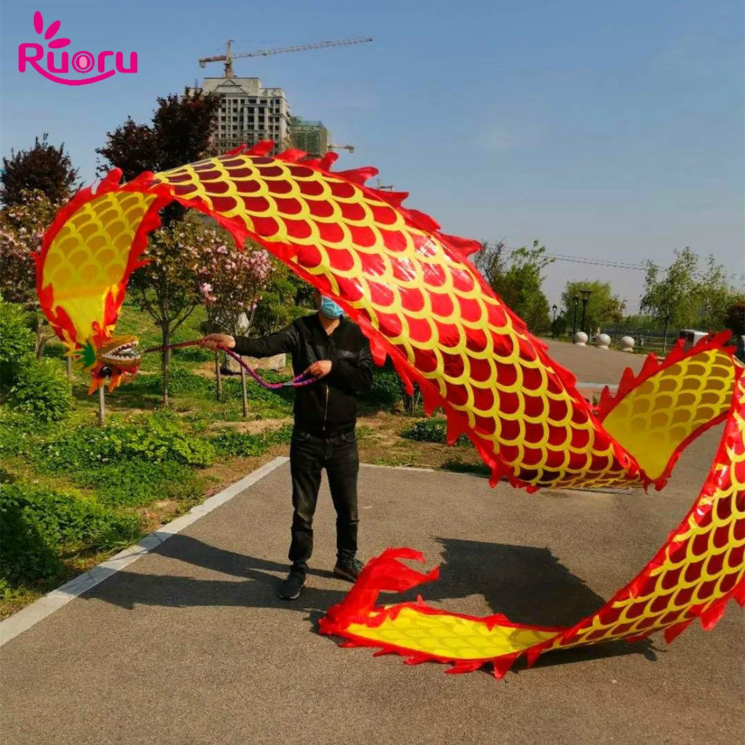 Ruoru 8M 10M Colorful Streamer Dragon Adult Dragon Dance Performance puntelli nastro nastro da lancio all'aperto costumi di danza del ventre