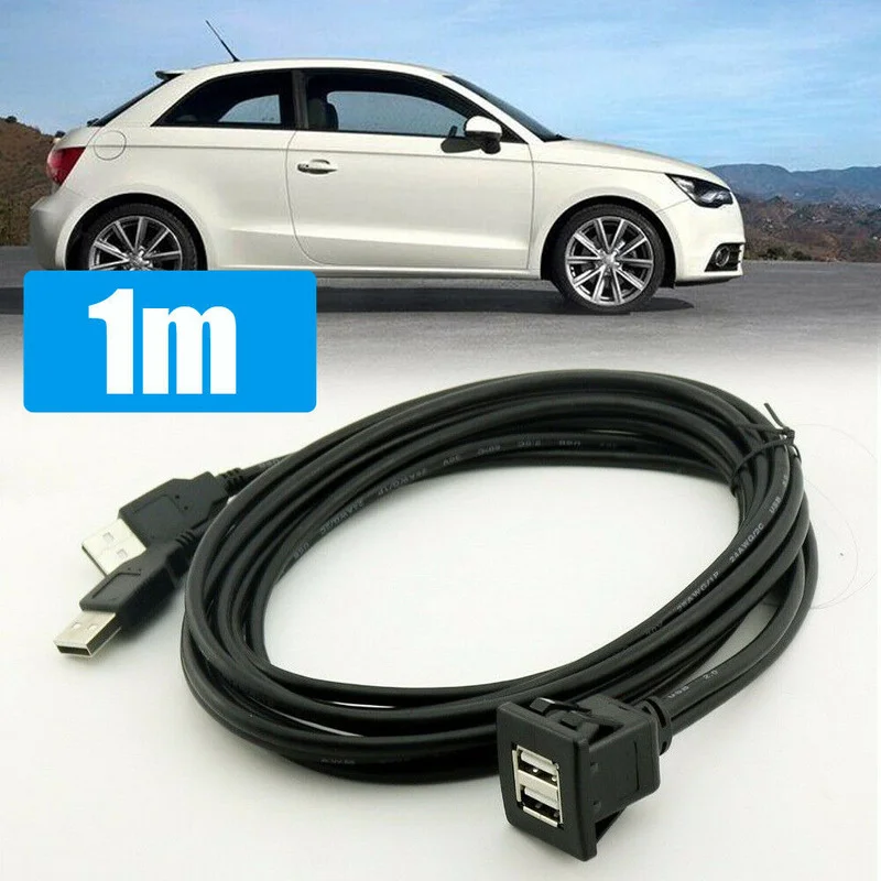 Baseus-Cable de extensión de enchufe para salpicadero de coche, dispositivo Universal de montaje empotrado, macho a hembra, USB 2,0 Dual, portátil