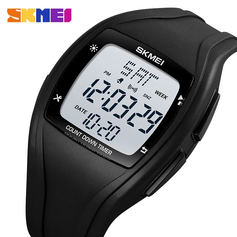 SKMEI Japan Digital Movement Watches Mens Women LED Light Countdown Timer Sports Wirstwatches Stopwatch Clock relogio masculino