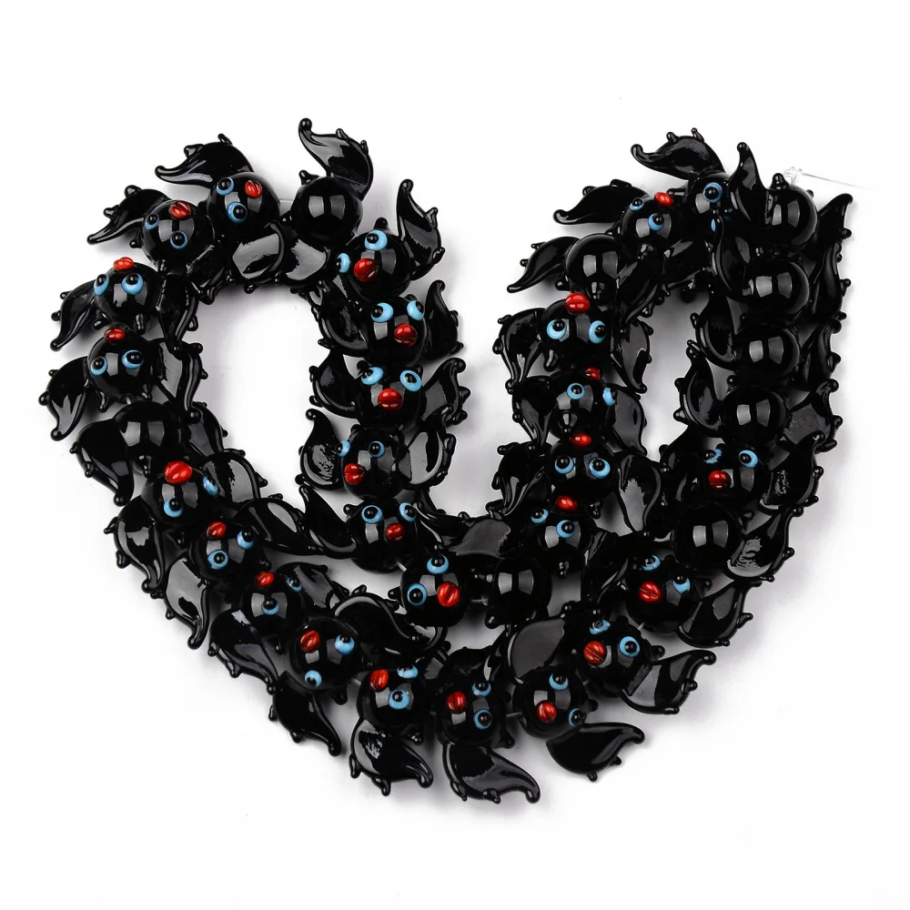 about 35pcs/strand Handmade Lampwork Black Bat Beads Strands for jewelry making DIY Bracelet Necklace Decor Accessories