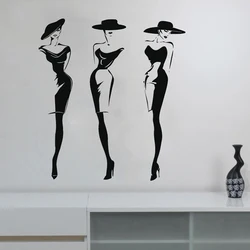 Fashion Style Wall Decal Window Sticker Beauty Salon Woman Face Wall Sticker Clothing Shop Dress Hat Model Vinyl Decal C253